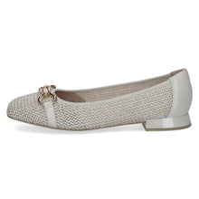 Load image into Gallery viewer, beige flat shoe with a decorative strap on a white background

