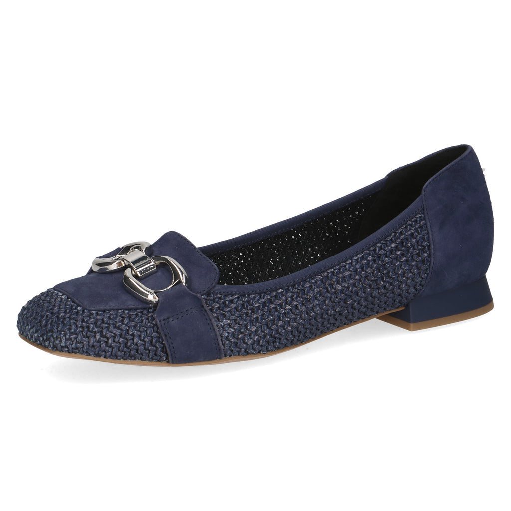 Caprice Navy Suede and Fabric Loafer|924201880
