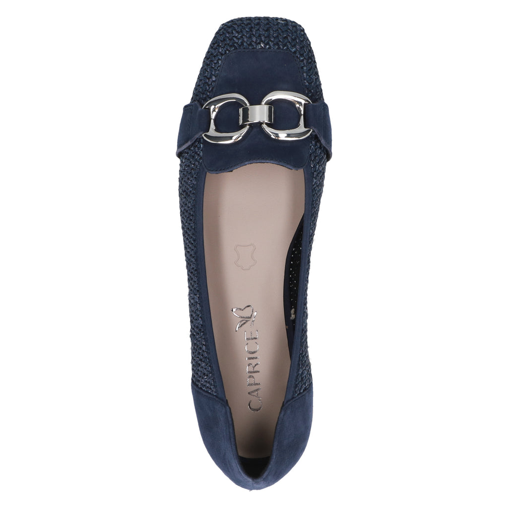 Caprice Navy Suede and Fabric Loafer|924201880