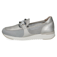 Load image into Gallery viewer, Silver loafer shoe with a buckle on a white background
