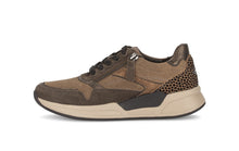 Load image into Gallery viewer, Brown sneaker with patterned accents on a white background
