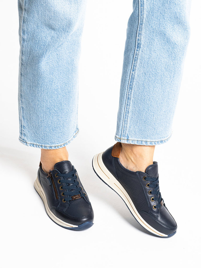 Ara Wide Fit Navy Trainer|122480122G
