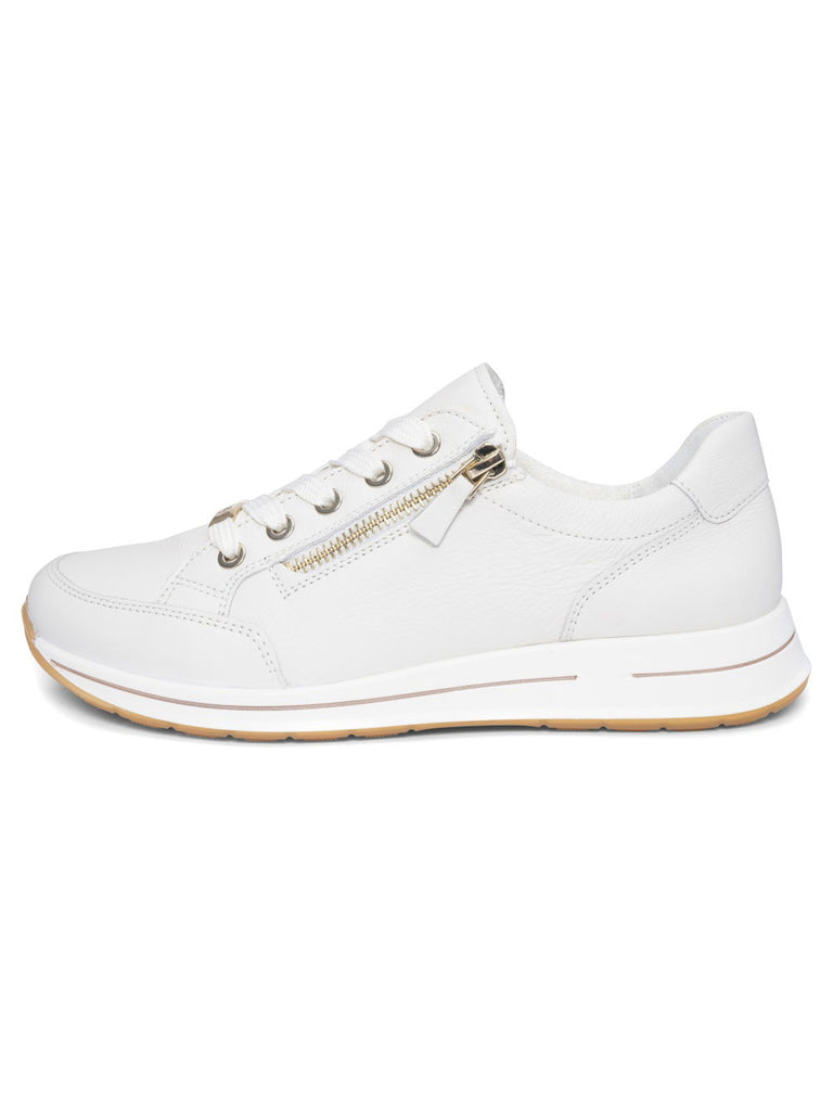 Ara White Wide Fit Trainre|12248019C