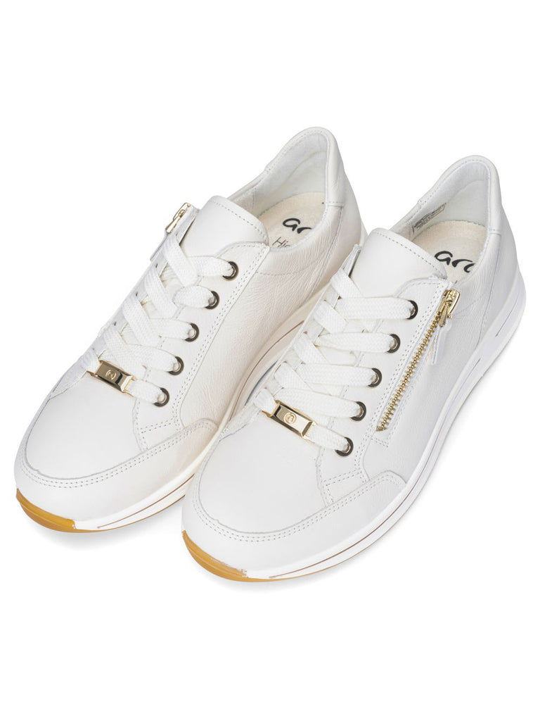 Ara White Wide Fit Trainre|12248019C