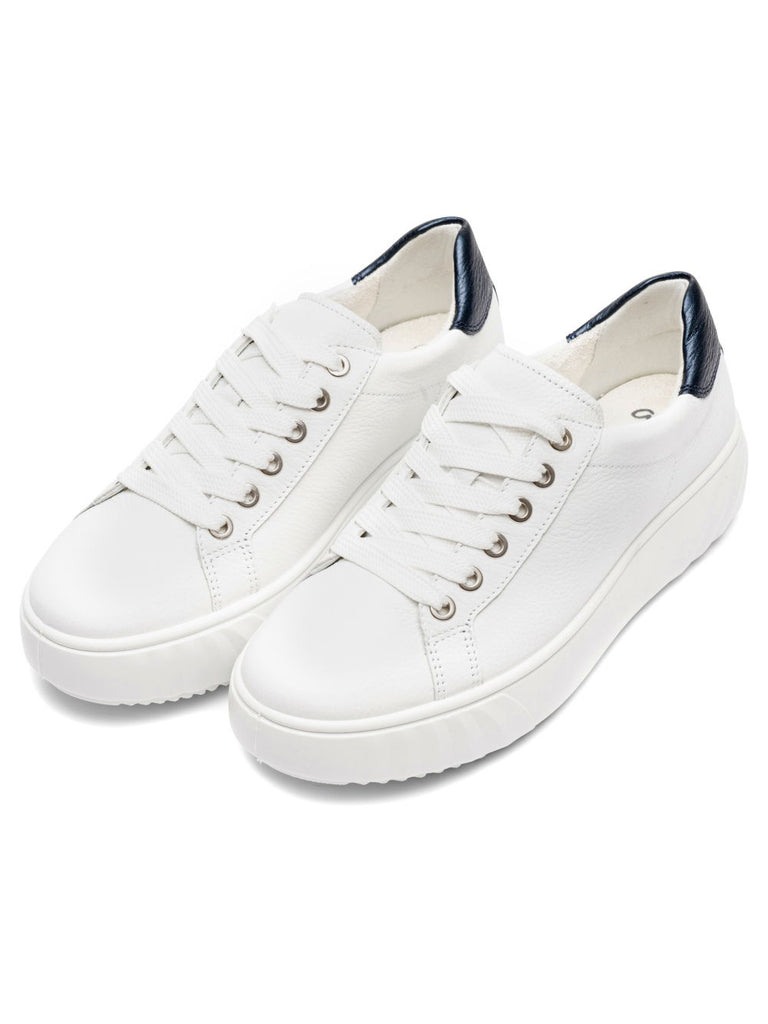 Ara White Wide Fit Platform Trainer|124652305B