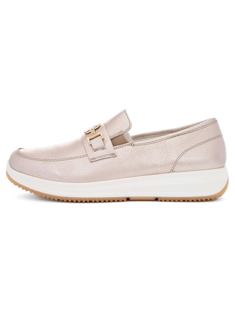 Beige loafer shoe on a white background