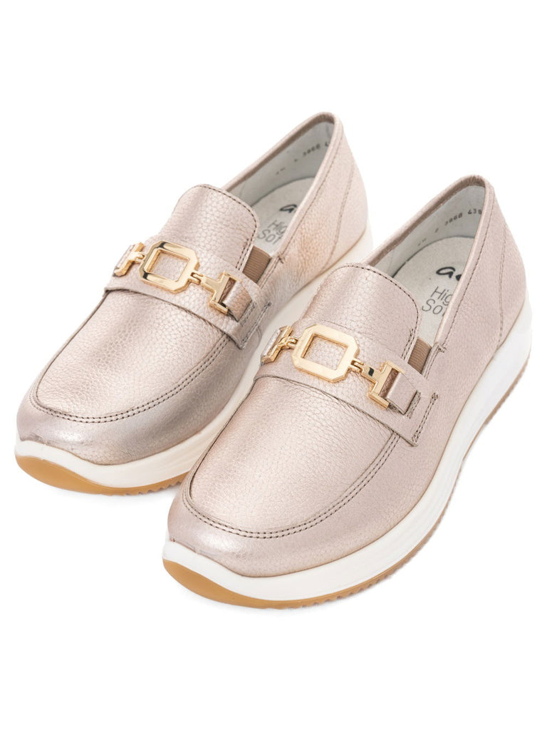 Ara Light Gold Wide Fit Loafer|122552808
