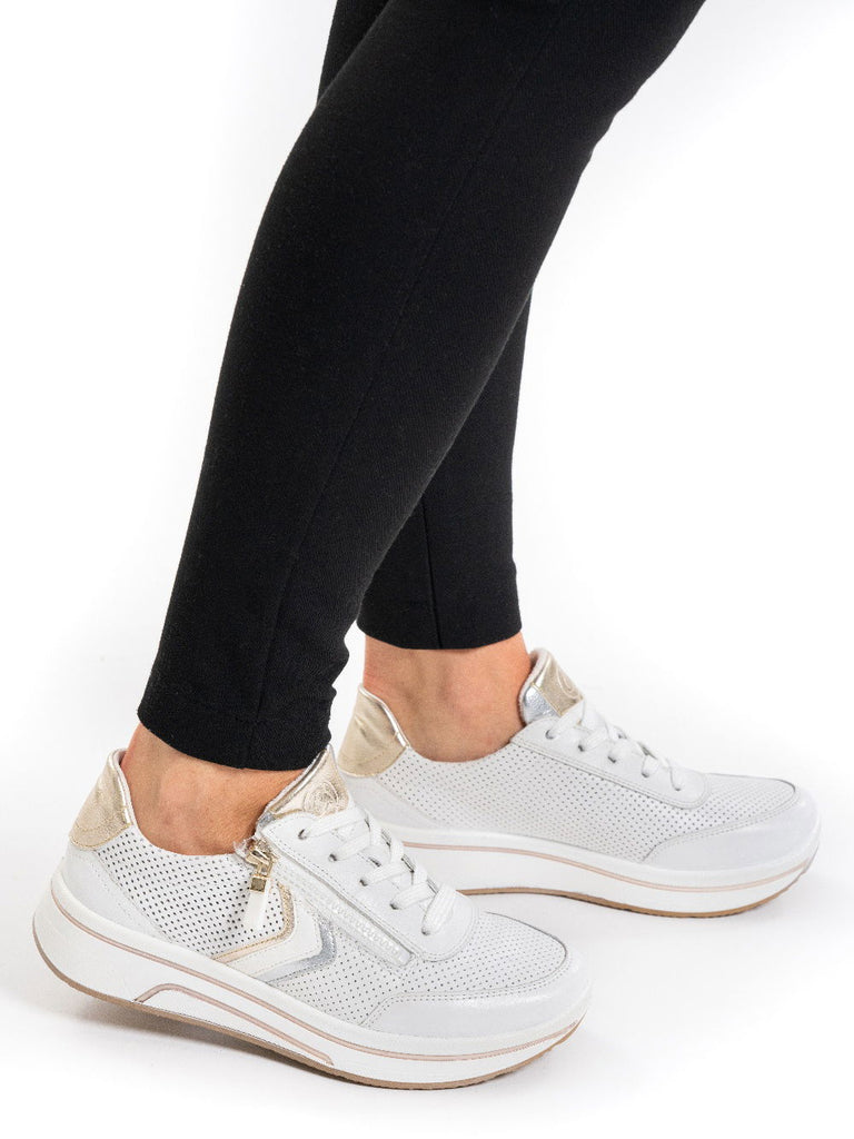 Ara White Wide Fit Trainer|122755004W