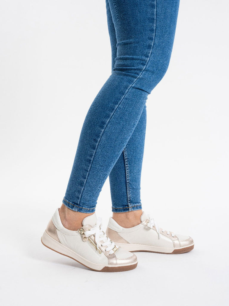 Ara Beige and Gold Trainer|123443263