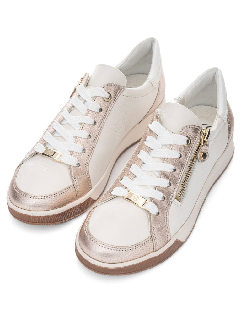 Ara Beige and Gold Trainer|123443263