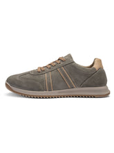Load image into Gallery viewer, Green sneaker with brown accents on a white background
