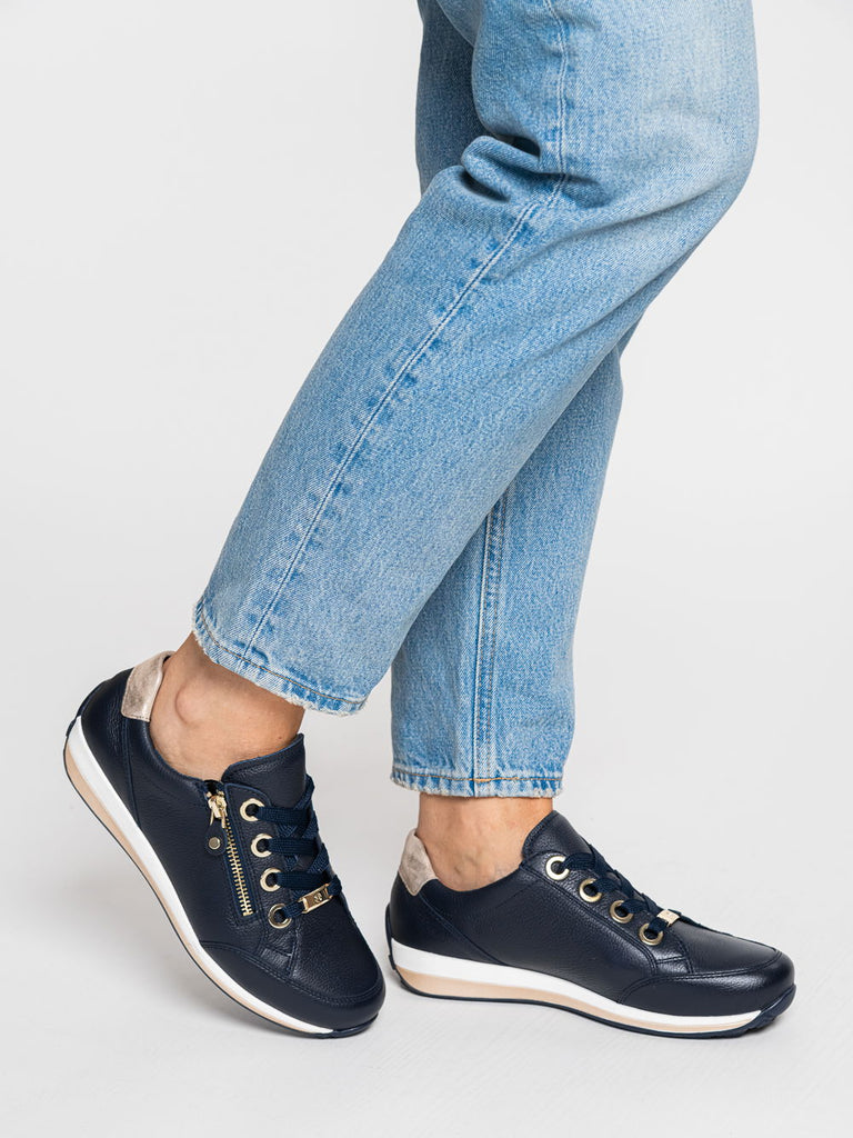 Ara Navy Wide Fit Trainer|126458712