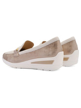 Load image into Gallery viewer, Ara Beige and Gold Wide Fit Comfort Loafer|125063005
