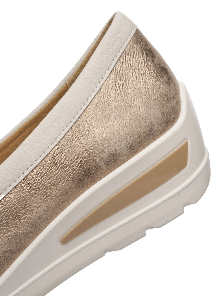 Ara Beige and Gold Wide Fit Comfort Loafer|125063005