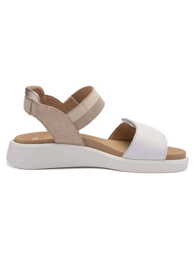 Ara White and taupe Wide Fit Sandal|122140604