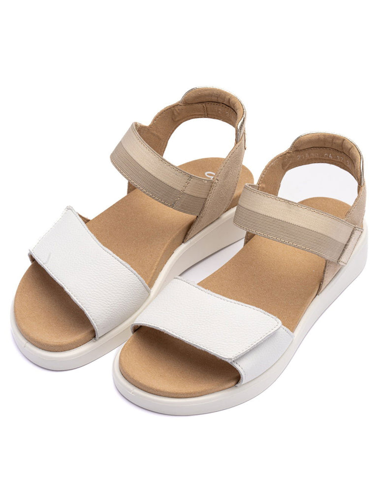 Ara White and taupe Wide Fit Sandal|122140604