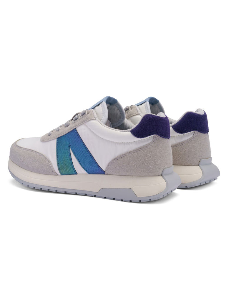 Ara White and Blue Wide Fit Trainer|122970207