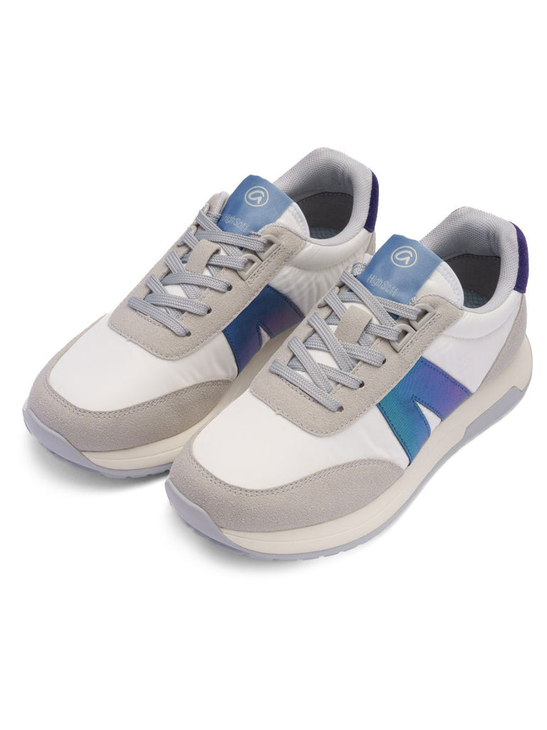 Ara White and Blue Wide Fit Trainer|122970207