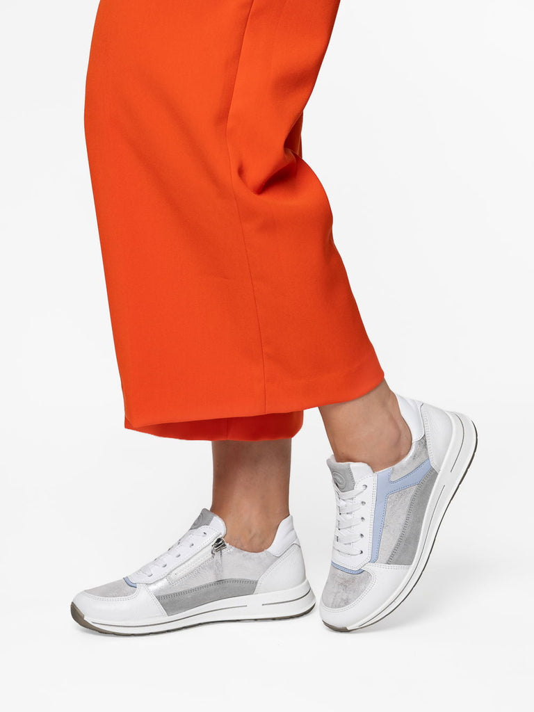 Ara Wide Fit Silver and Blue Trainer|122482604