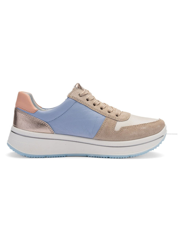 Ara Wide Fit Blue and Beige Trainer|122754089