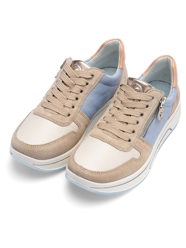 Ara Wide Fit Blue and Beige Trainer|122754089