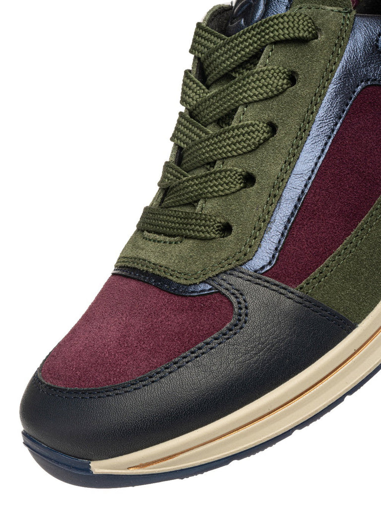 Ara Wide Fit Green & Burgundy Trainer|122482622