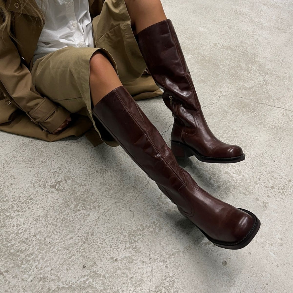 Copenhagen Brown Leather Tall Boot|CS8746