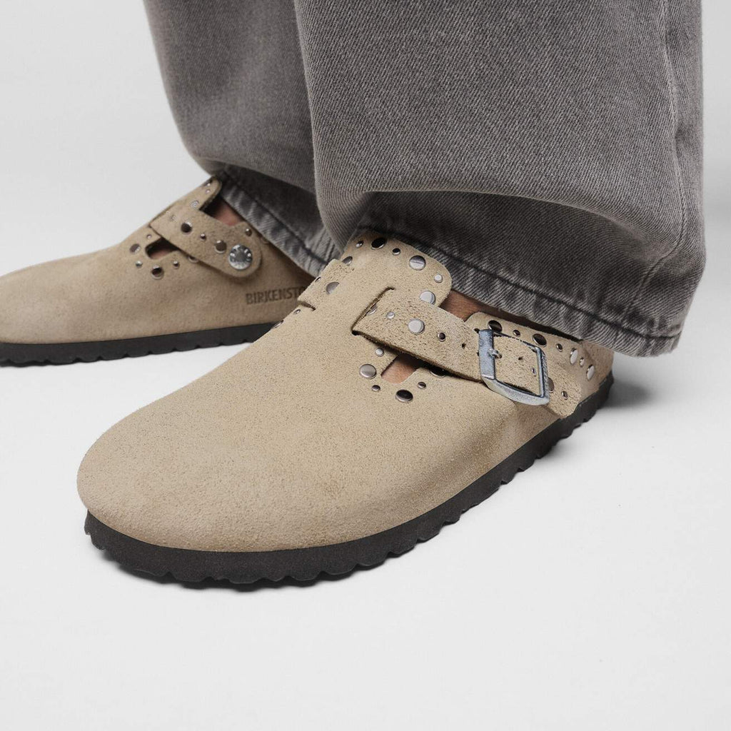 Birkenstock Boston Rivets Suede Leather Taupe|1030418