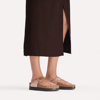 Birkenstock sandal with cork sole on a white background