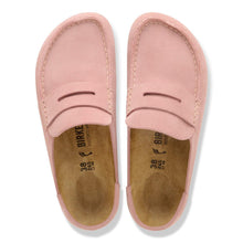 Load image into Gallery viewer, Pair of pink loafers with visible brand logo on a white background
