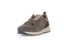 Load image into Gallery viewer, Brown sneaker with black sole on a white background
