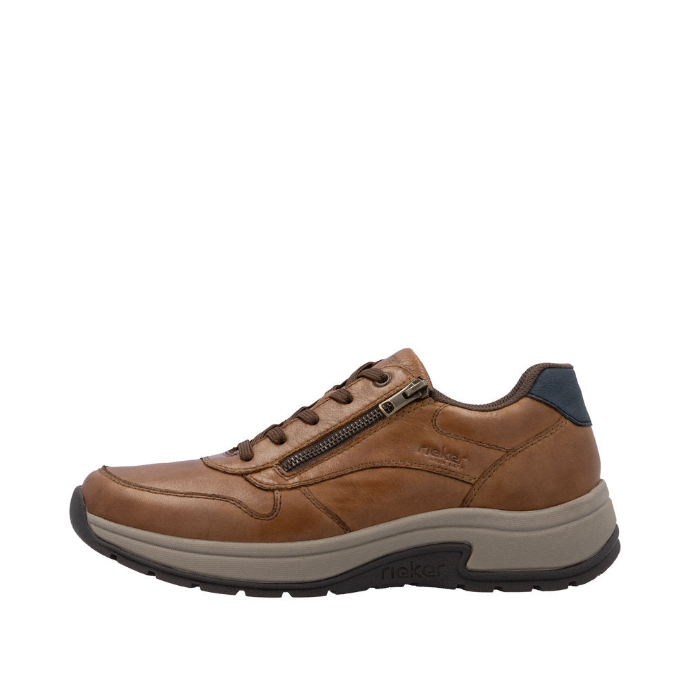 Rieker Wide Fit Brown Leather Trainer|1100222