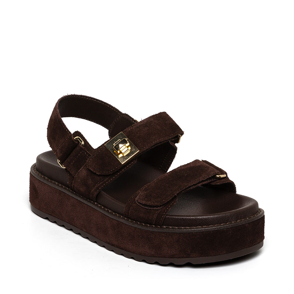 Steve Madden Brown Suede Platform Strap Sandal| 11003034