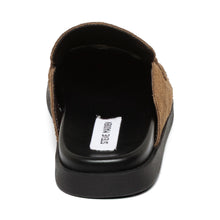 Load image into Gallery viewer, brown sandal with a brand label on a white background
