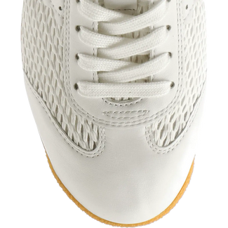 White sneaker with a textured pattern on a white background