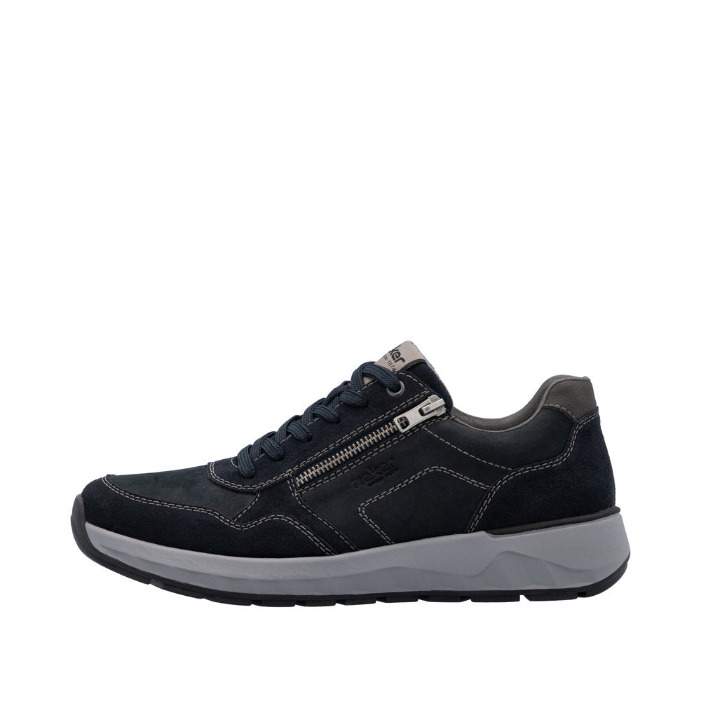 Rieker Wide Fit Black & Navy Laced Casual Shoe|1150014