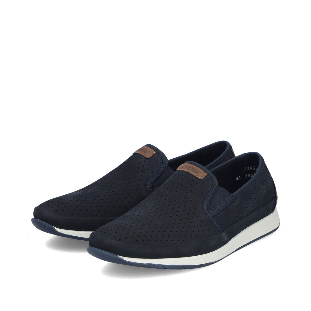 Rieker Navy and Tan Comfort Slip On|1195514