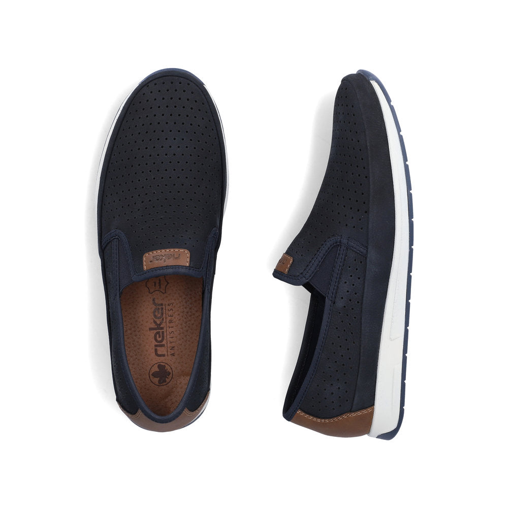 Rieker Navy and Tan Comfort Slip On|1195514