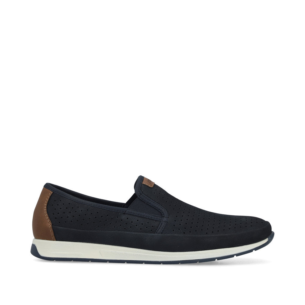 Rieker Navy and Tan Comfort Slip On|1195514