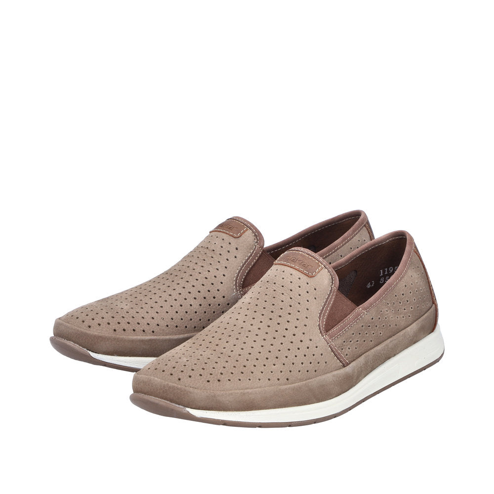 Rieker Beige Cut Out Leather Slip On|1195564