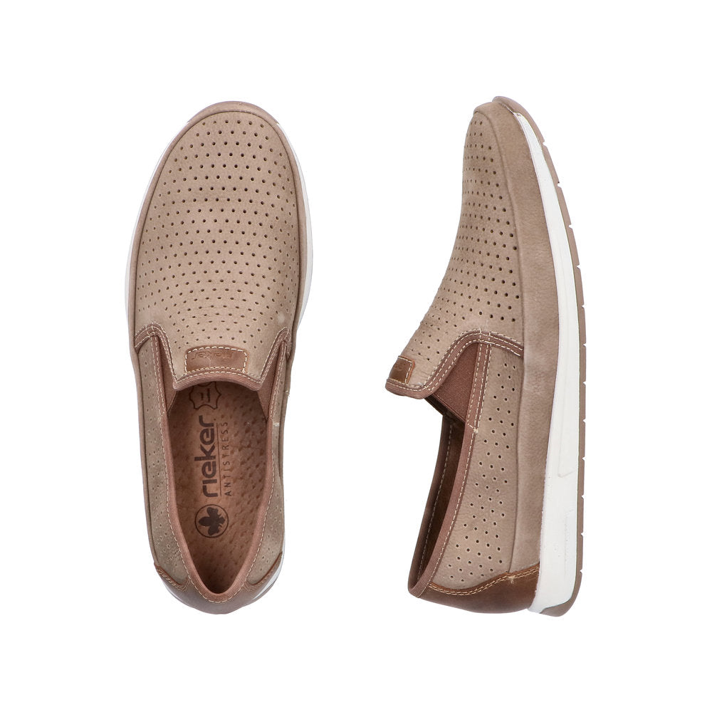 Rieker Beige Cut Out Leather Slip On|1195564