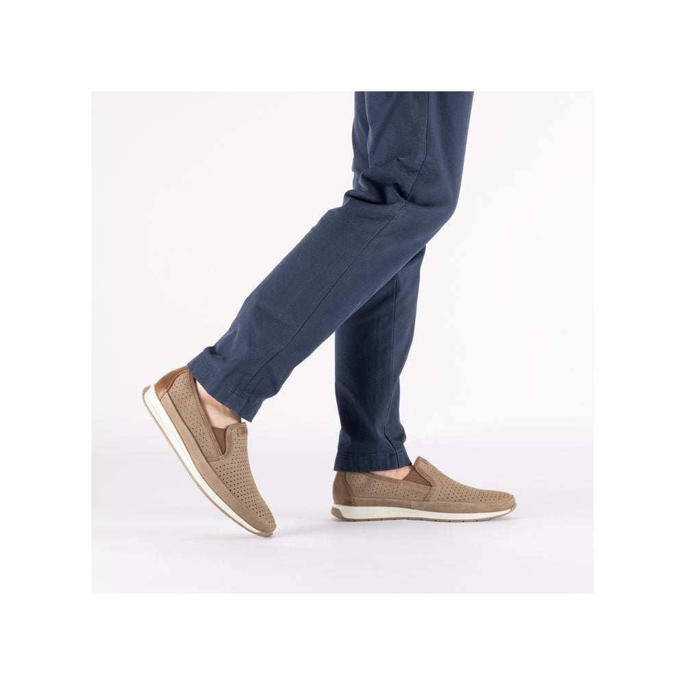 Rieker Beige Cut Out Leather Slip On|1195564