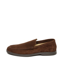 Load image into Gallery viewer, Brown suede loafer shoe on a white background
