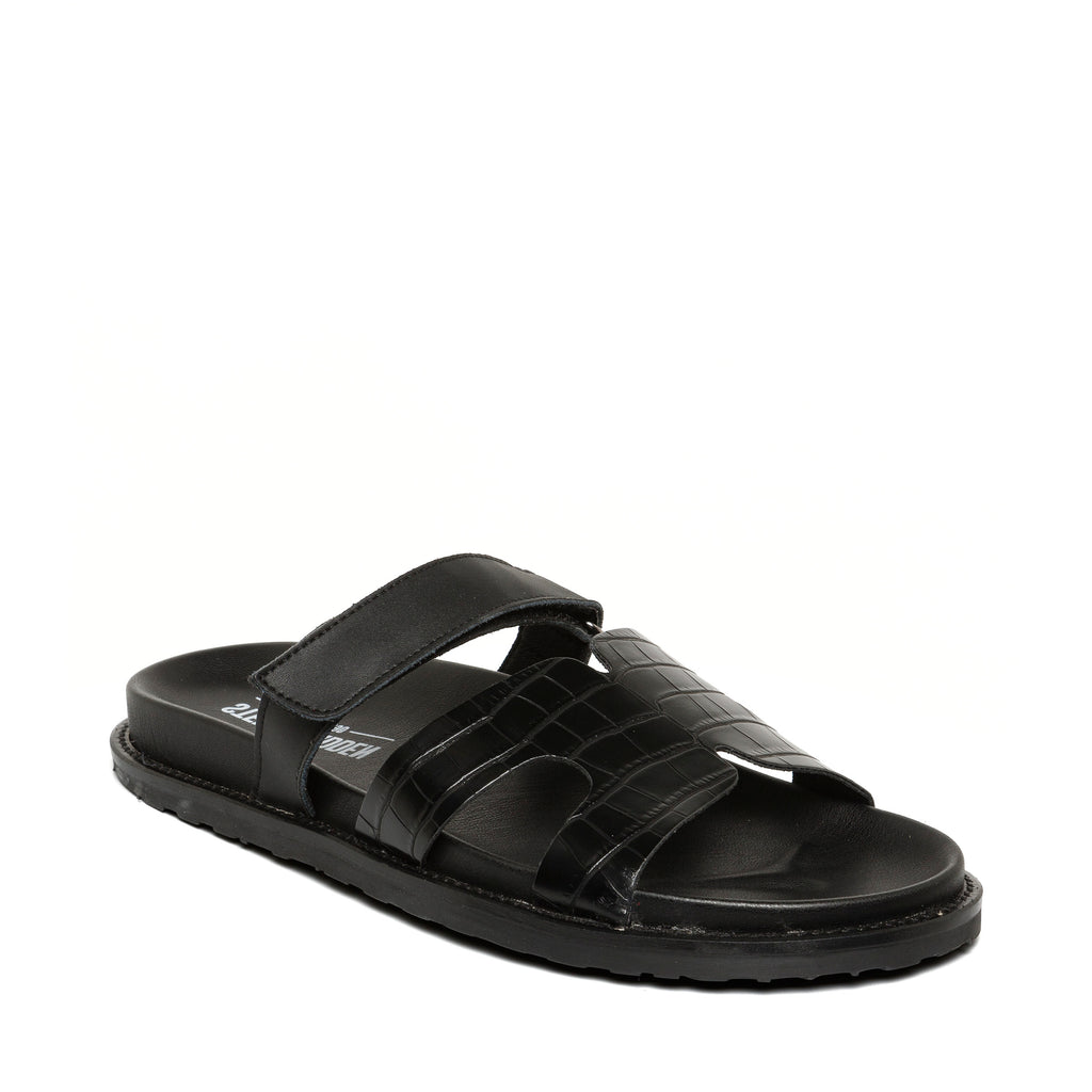Steve Madden Black leather Strap Sandal|12000835BL