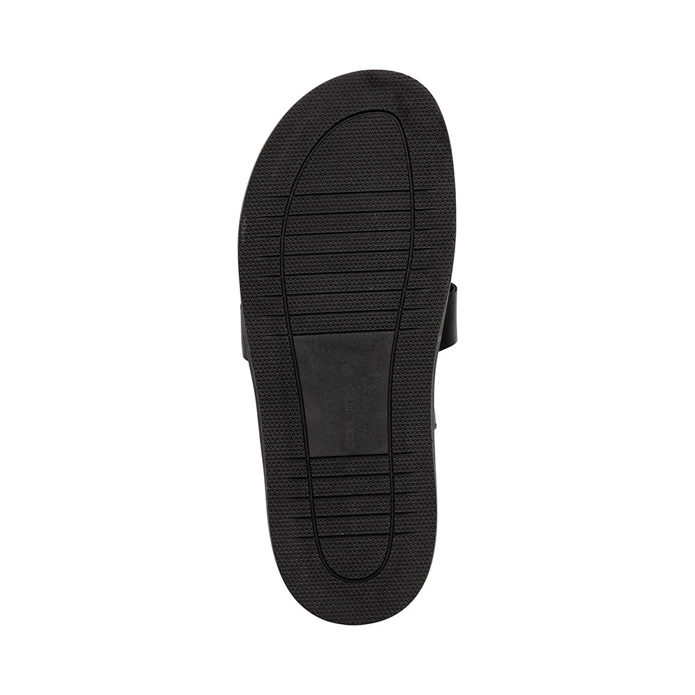 Steve Madden Black leather Strap Sandal|12000835BL