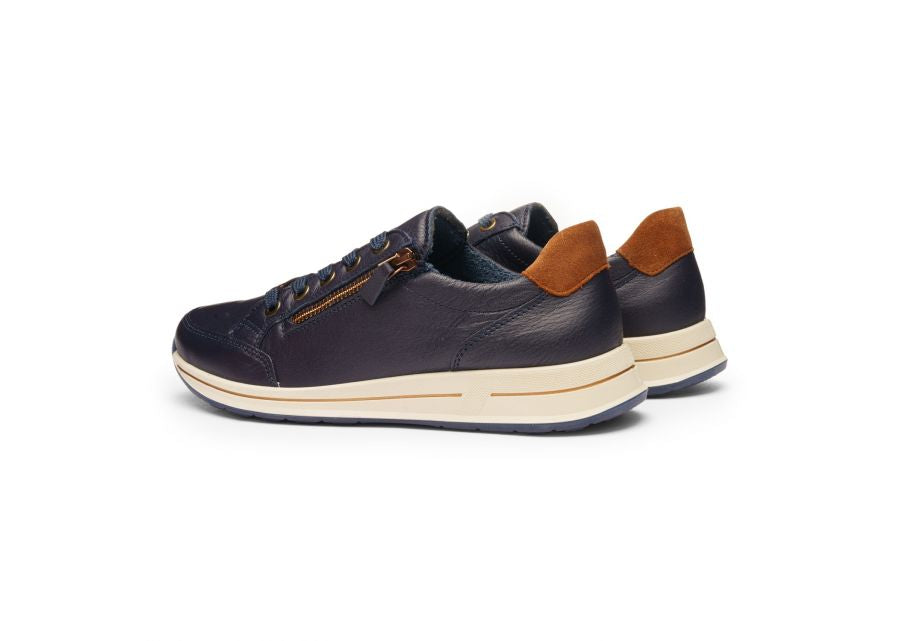 Ara Wide Fit Navy Trainer|122480122G
