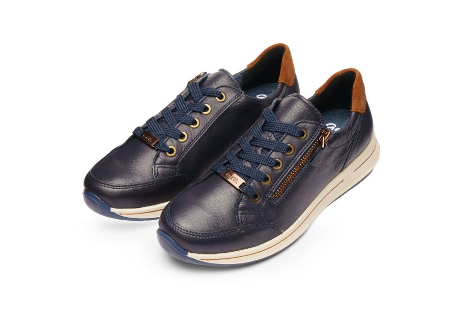 Ara Wide Fit Navy Trainer|122480122G