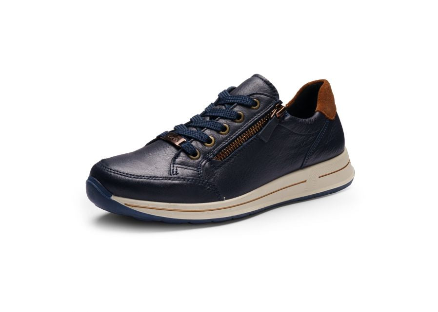 Ara Wide Fit Navy Trainer|122480122G