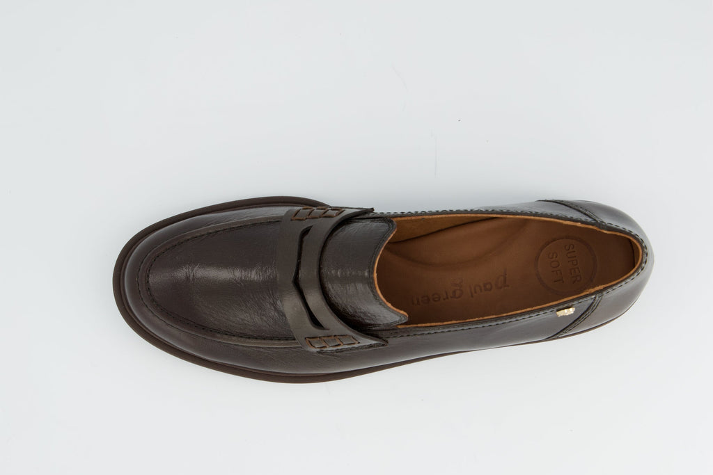 Brown leather loafer shoe on a white background