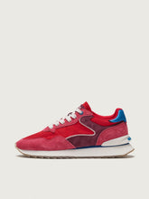 Load image into Gallery viewer, Red and blue sneaker on a light gray background
